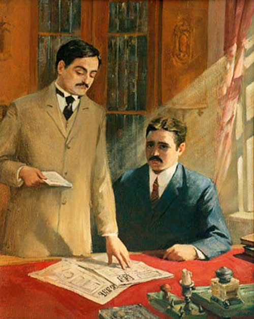 M.Rəsulzadə və Ü.Hacıbəyli. Rəssam - Ə.Əliyev